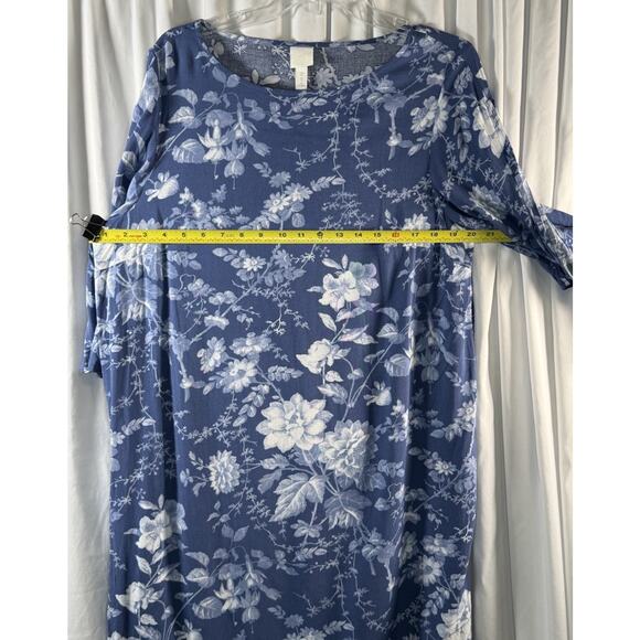 H&M Floral Tie Spilt-Sleeves Shift Dress, Blue, Sz: 12, 83-16 - Picture 9 of 15